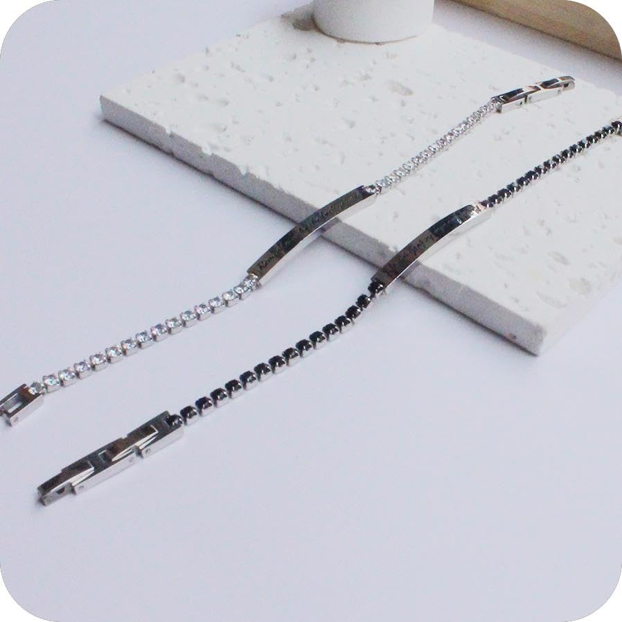 Remember Who The Fck You Are Bracelets For Women,Stainless Steel Engraved Motivational Bracelet Inspirational Chain Crystal Energy Bracelet Jewelry Gifts For Women Men3