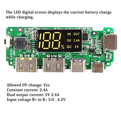 Image of UG LAND INDIA 186 50 Charging Board Dual USB 5V 2.4A Mobile Power Bank Module 186 50 Lithium Battery Charger Board with Overcharge Overdischarge Short Circuit Protection DIY USB Power Bank Board