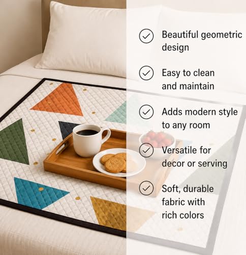 Image of Homerz Premium Reversible Bed Server | 30x30 Inch Quilted Waterproof Fabric | Foldable Dining Mat for Bed, Sofa & Floor Use (Nordic, 30x30)