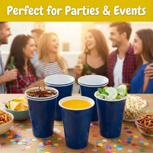 Image of FunBlast Party Drinking Glasses - 20 Pcs | 500 ML Reusable Beer Pong & Cocktail Cups | Leakproof, Strong & Durable Plastic Glass Set for Parties, Events & Celebrations (Blue)