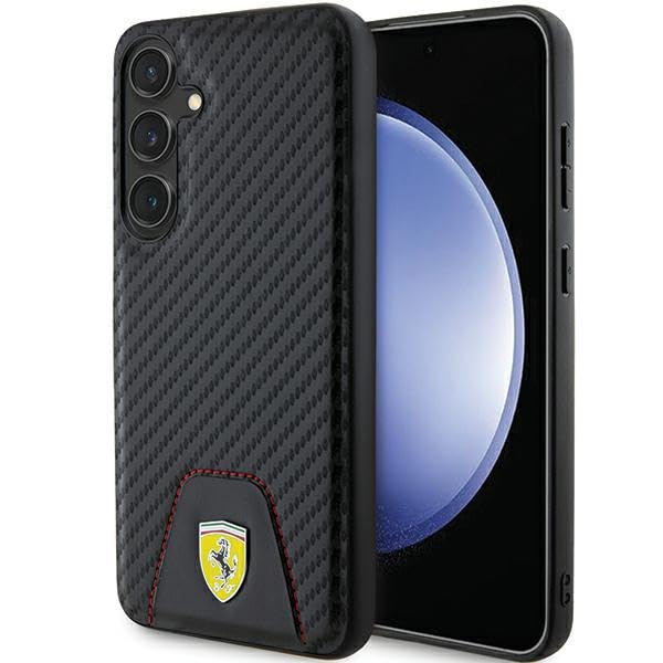 CG MOBILE Ferrari FEHCS24MN3PUK Coque de protection rigide pour S24+ S926 Noir Carbone Coutures en bas