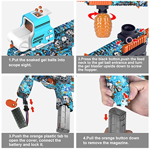 Funisty Electric Gel Ball Blaster - Splatter Gel Ball Toy Orbeez Gun With 30000 Water Beads For Summer Backyard Fun Ages 12+(Blue) #TOP3