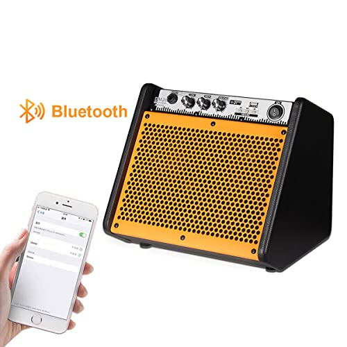 Image of Coolmusic Drum Amplifier 20W, Wireless Electric Drum Speaker Keyboard Amp, Mini DM20 Portable for Home Practice (Orange)