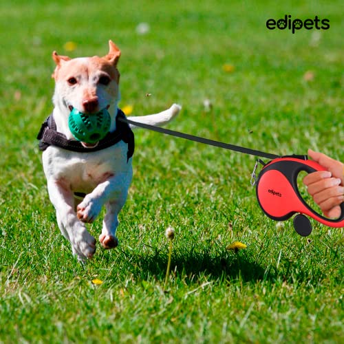 Edipets, Hundeleine, Ausziehbar und Einziehbar, 5 m, 8 m, Flexibel, für Training und Spaziergänge, für kleine, mittelgroße und große Hunde (Rot, 8 Meter)