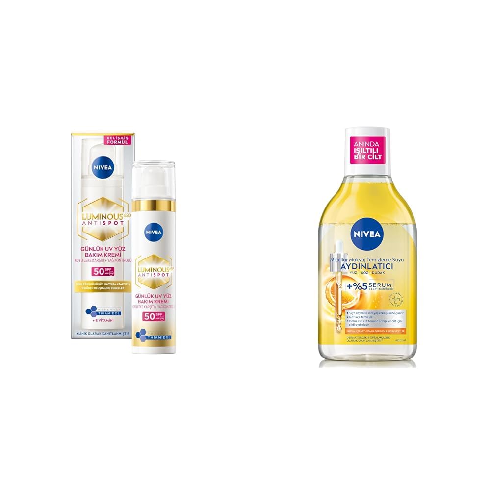 NIVEA Spf50 Luminous630 Thiamidol Leke Karşıtı Güneş Koruyucu 40ml Ve Micellar Makyaj Temizleme Suyu 400ml