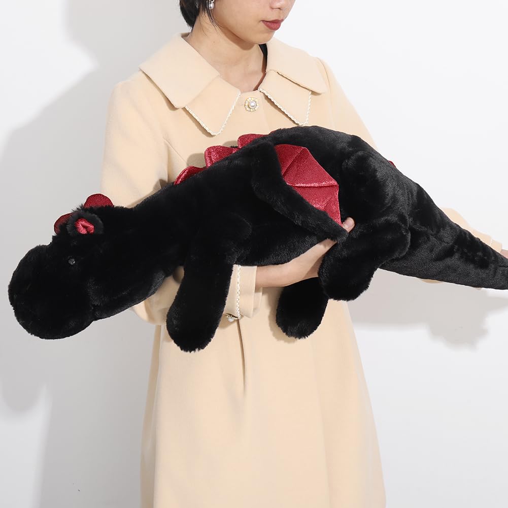 Weighted Stuffed Animals 110CM 4.5KG, Soft and Sturdy Weighted Dragon Plush for Kids and Adults, Large Black Dragon Stuffed Animal — image 1