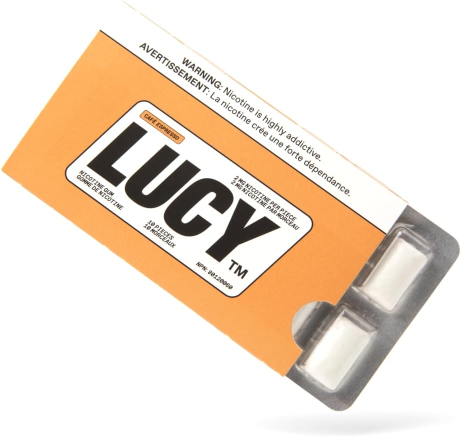 Lucy Nicotine Gum 2mg, 100 Count [Espresso] - Convenient, Quality Ingredients, Take On-The-Go | Espresso Flavor