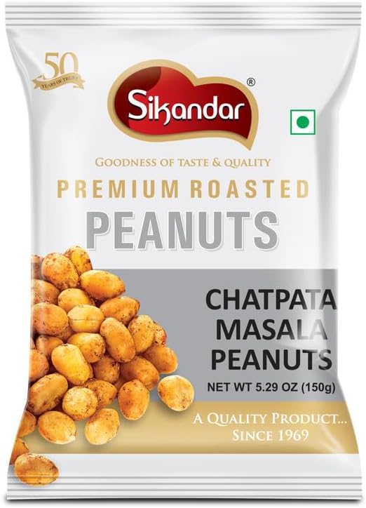 SIKANDAR Premium Roasted Peanuts 150g (Pack of 4) (600g, Chatpata Masala)