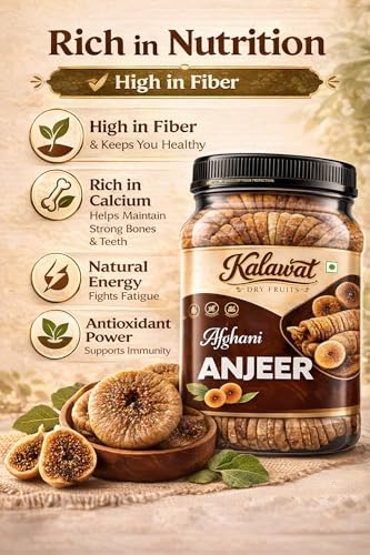 Image of Kalawat Premium Dried Anjeer Figs 900gm | Soft and Sweet Afghani Anjeer Anjir | Healthy Dry Fruits Snack | Rich in Iron Vitamins and Fibre | Low Fat Snack