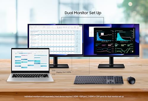 Image of SAMSUNG FT45 Series 24-Inch FHD 1080p Computer Monitor, 75Hz, IPS Panel, HDMI, DisplayPort, USB Hub, Built-in Speakers, Height Adjustable Stand, 3 Yr WRNTY (LF24T450FZNXGO),Black