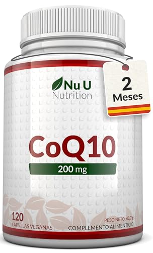Coenzima Q10 200mg - 120 Cápsulas Veganas - 100% CoQ10 Ubiquinona Pura - 2 Meses de Suministro -...