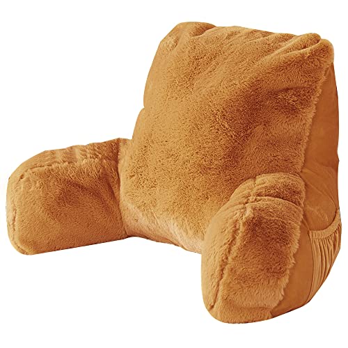Bytide Faux Fur Assembly Needed DIY Backrest Reading Bed Rest Pillow with Arms and Pockets for Sitting in Bed Couch Sofa, Removable Cover and Filling Seprated, Medium Size 20
