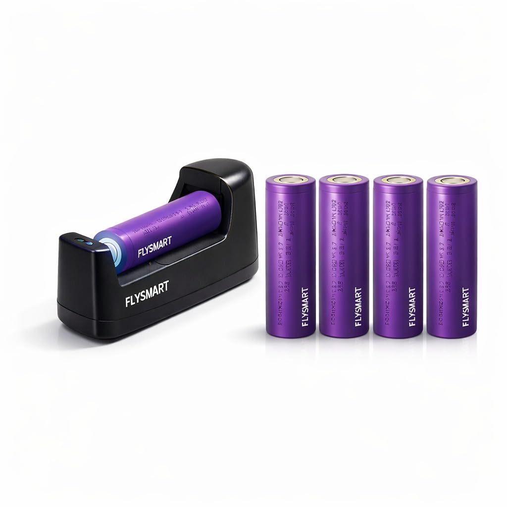 Flysmart Rechargeable Battery Charger with 3.7V 1200mAh Rechargeable Batteries Combo | Fast Charging Smart Protection Charger | Power Cells for Torch, Emergency Light & Electronic Devices (Pack of 4)-picture-29