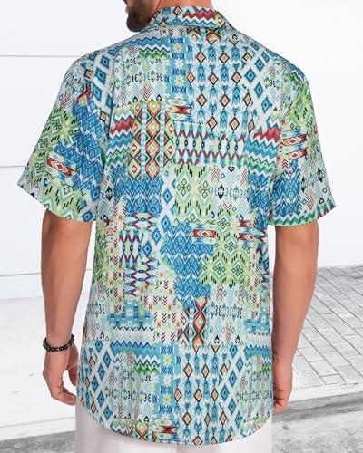 Image of Men Hawaiian Shirt Short Sleeve Summer Beach Button Down Shirts with Pocket