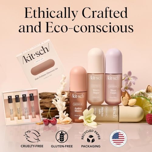 Kitsch Hair Perfume For Women (Discovery Set) - Pistachio Latte, Warm Sugar, Sheer Violet & Amber Waves - Patented Odor-Eliminating Technology, Hair Spray and Body Mist - 4 x 1.5ml - Image 8