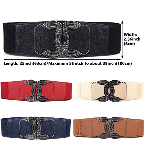 Hello My Life&Apparel Elastic Stretch Wide Butterfly Grey Knot Vintage Waist Belts for Dress (Brown, Large)2