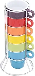 Jogo 6 Xícaras Para Café Expresso Coloridas Com Suporte 50ml