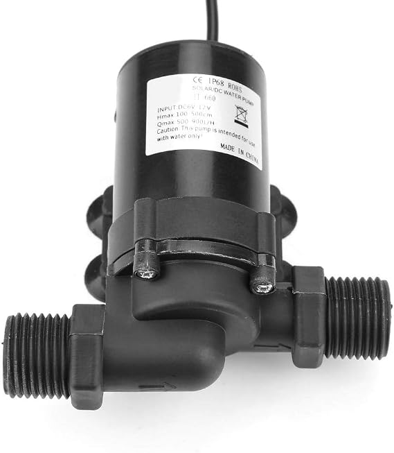 Oumefar 12V DC Solar High Temperature Low Noise Brushless Submersible Pump Leak- Circulation Pumping 1/2inch for Solar Water Heater