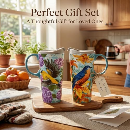 Set de 2 mugs cerámicos de viaje con tapa 17oz miniatura 4