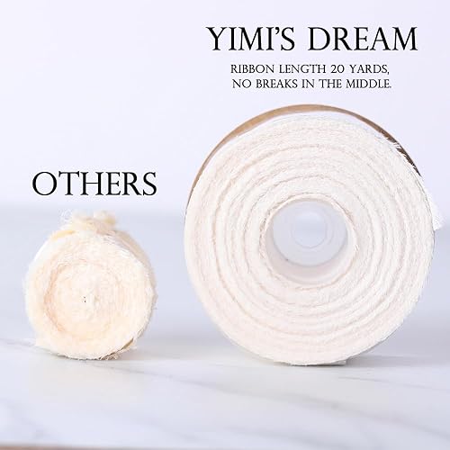 Miniatura 4 de Yimi's Dream Cintas de tela color crema, 20 yardas x 1 12 pulgadas de gasa satinada con borde deshilachado para bodas, baby shower, Navidad,
