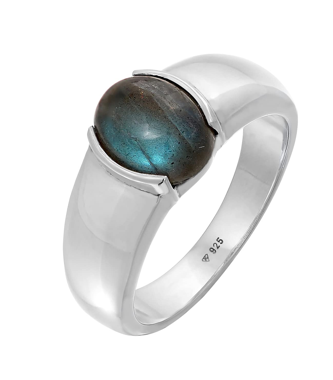 Kuzzoi Siegelring Herrenring 10 mm mit Labradorit Ste925 Silber poliert