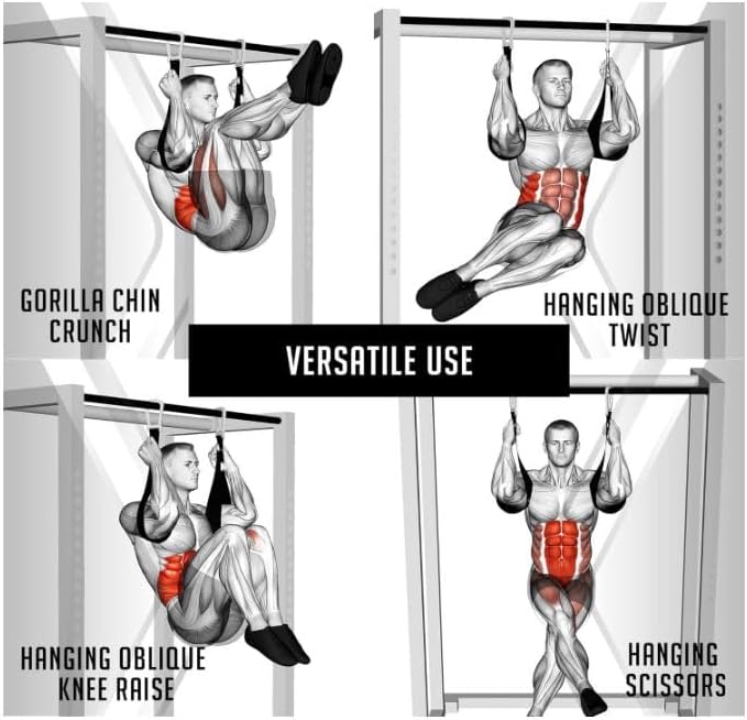 Miniatura 4 de Correas para abdominales para barra de dominadas, eslingas abdominales colgantes turquesa y negro, soportes de brazo acolchados de neopreno con