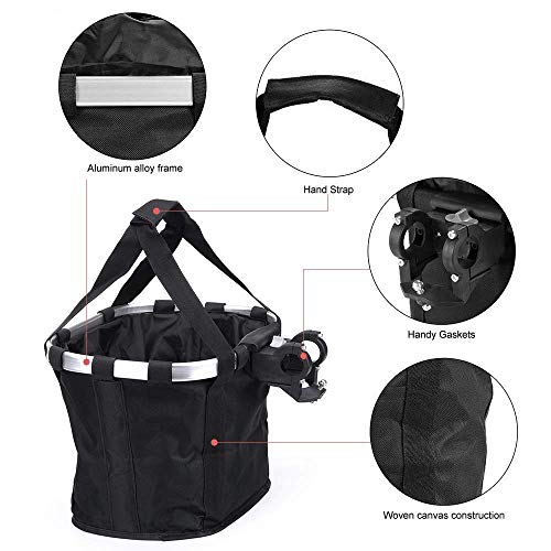 image for GLE2016 Bike Basket, Foldable Small Pet Cat Dog Carrier Front Removabl