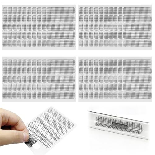 TOPBELIEF 200 sztuk zestaw do naprawy moskitiery, 6 x 1,5 cm łata do okien i drzwi, samoprzylepna łata do sieci przeciw owadowej, łata moskitiery do zapobiegania ukąszeniom komarów i insektów