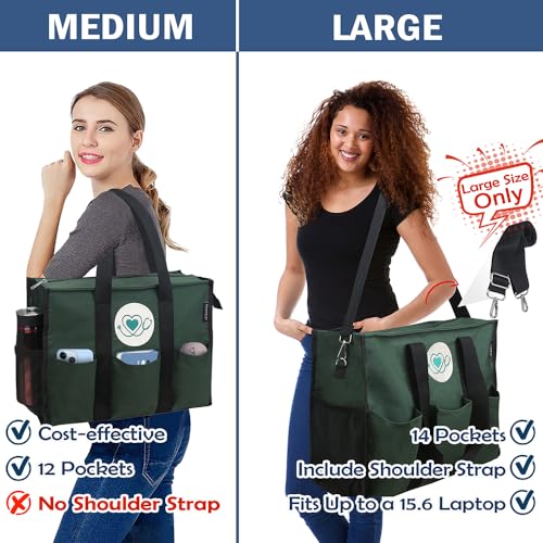 Image of Nurse Bags for Work Nursing Bag Multiple Pockets Waterproof Organizing Zip Top Clinical Bag for Nursing Students Home Health