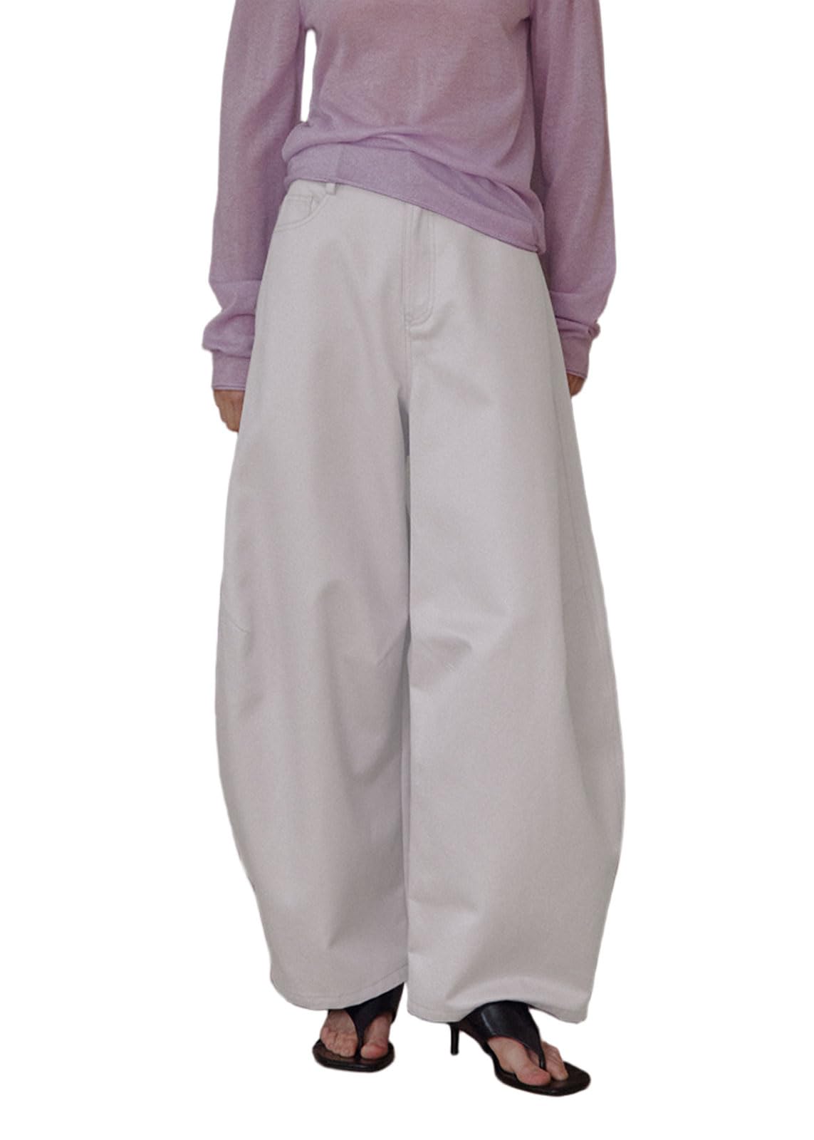 CHARTOU Women 2025 Barrel Wide Leg Pants Baggy High Waisted Tencel Cotton Trendy Cocoon-Shaped Trousers