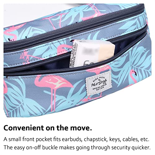 Image of 521s Fashion Waist Bag Cute Fanny Pack | 8.0 inchx2.5 inchx4.3 inch | Millennial Flamingos
