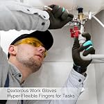 COOLJOB Gants de jardinage imperméables pour femmes & Les hommes, 2 Paires Gants de travail avec revêtement double latex, pour la construction, Mécanique, Usage général, Bleu, Moyen