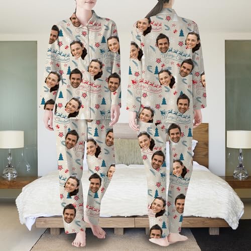 Personalized Pajama Set with Photo Custom Face Pajama Christmas Birthday Gifts for Family Women Men4
