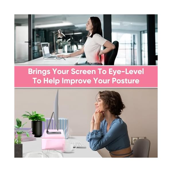 NovaMode Acrylic Monitor Stand, Pink Computer Riser, Pink Desk Riser, Pink Acrylic Laptop Stand, Acrylic Monitor Stand for Desk, Pink Monitor Stand, Monitor Riser – Bild 4