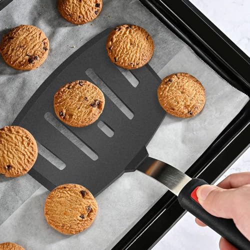 Image of Silicone Spatula - Nonstick, Heat Resistant Cooking & Baking Flipper for Pancakes, Omelettes, Pizza, Steak, Dosa - Ideal for Griddle Pans, Cookware and Fish Turner (Slotted Wide Spatula)