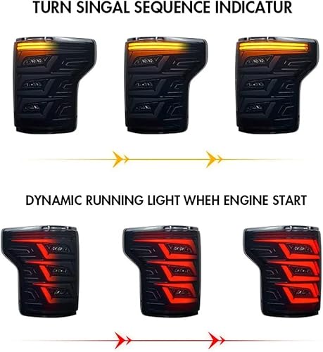 Miniatura 3 de Conjunto de luces traseras compatibles con Ford Raptor F150 HD 2015-2020, luces de freno traseras de repuesto con animación dinámica LED y luces