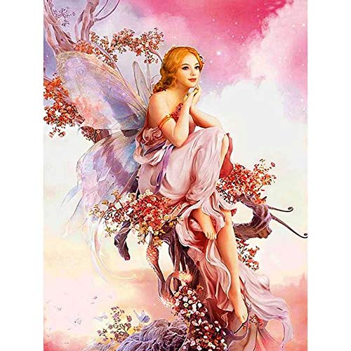 Better Selection DIY 5D Diamond Art by Number Kits, Tree Elf Fairy Angel Round Full Drill Acrylic Embroidery Cross Stitch Arts Craft Canvas Supply for Home Wall Decor Adults and Kids 11.8x15.7 inch