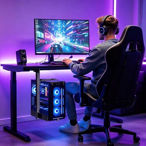 Soporte para PC bajo escritorio, capacidad hasta 77 lb, montaje en pared, altura ajustable 3.9–18.5", ancho ajustable 5.1–8.5", soporte para torre de computadora miniatura 7