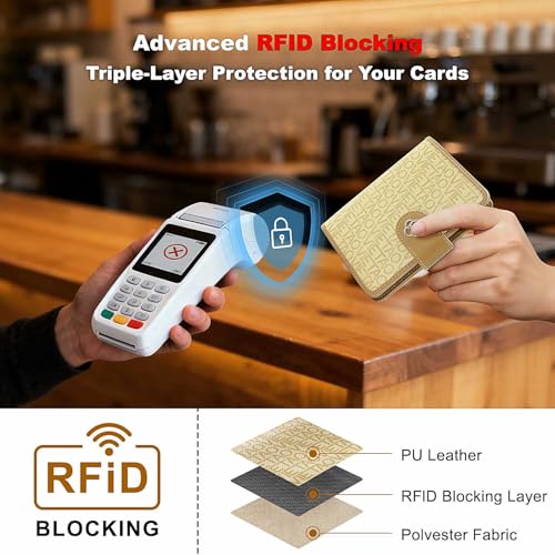 Image of Passport Holder for Travel, RFID Blocking Leather Airtag Wallet for Women Men, Large Passport Cover Essentials Gift, Tickets, Cash, Photo, Sim Card Pen Slot - Apricot