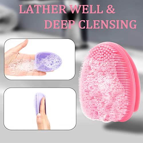 Revex Silicone Face Scrubber,Soft Silicone Facial Cleansing Brush Wash Sponge Massage Pore Blackhead Removing Exfoliating Scrub For Sensitive Greasy Dry And All Kinds Of Skin (Pink+Purple) #TOP5