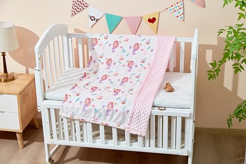 Image of Baby Nursery Bed Blankets Ultra Soft Double Layer Mini Blanket Minky Blanket Receiving Blankets Shower Gifts(Mermaid,30 * 47in)