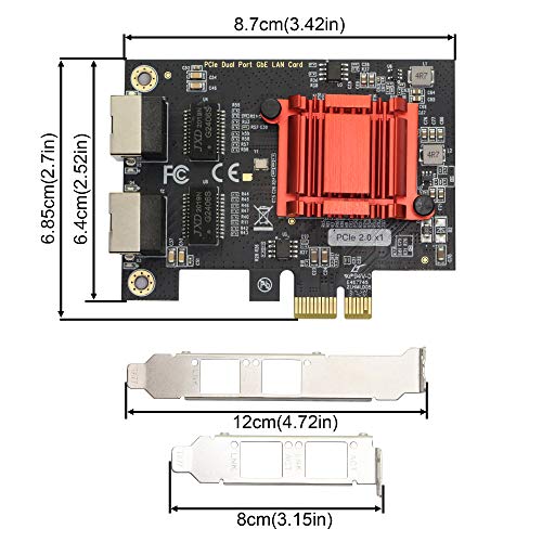 Tarjeta de Red Gigabit Ethernet de Doble Puerto PCI-E x1, Adaptador Controlador de Interfaz de Red con Chipset Intel 82575EB para Escritorios, Estaciones de Trabajo y Servidores, con Soporte para Agrupación de Enlaces y Disipador de Aluminio miniatura 5