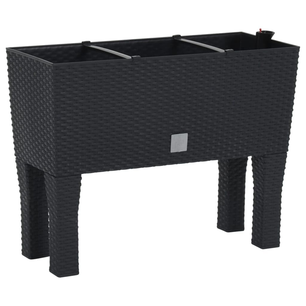 Fioriera Rialzata da Giardino Antracite 60x25x46cm con Inserto per Irrigazione in Rattan PP resistente ai Raggi UV Ideale per Piante Fiori Erbe Aromatiche Verde Pubblico e Privato