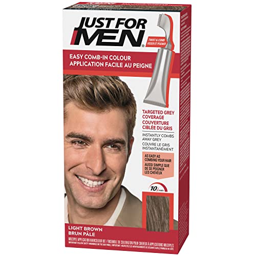 Just For Men Easy Comb-In Color, Hair Coloring for Men with Comb Applicator - Light Brown, A-25