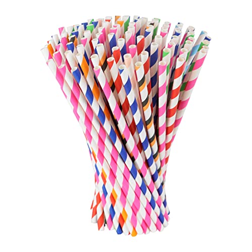 100pcs Carta Colorate, biodegradabili Cannucce per Compleanno,...