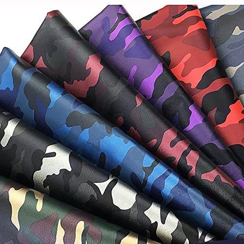 Tissu faux cuir PU camouflage gris 1.3m pour couture et bricolage d'accessoires - 7