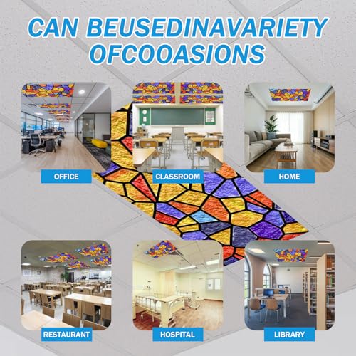 Image of 2 Pcs Fluorescent Light Covers with 20 Magnets Decorative for Classroom Ceiling Light 4 x 2 Feet Magnetic Light Covers Filter Easy Install for Office Hospitals & Home Drop Ceiling Supplies