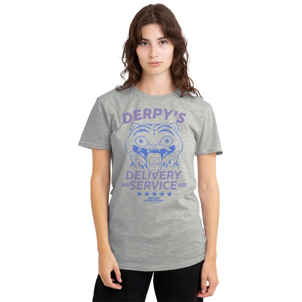 Kpop Demon Hunters Derpy'S Delivery Service Ladies T Shirt, Athletic Heather, Small