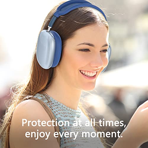 Image of Silicone Case Cover for AirPods Max 2 / AirPods Max Headphones (Blue) | Clear Soft TPU Ear Cups Cover /Ear Pad Case Cover /Headband Cover for AirPods Max,Transparent Accessories for Apple AirPods Max