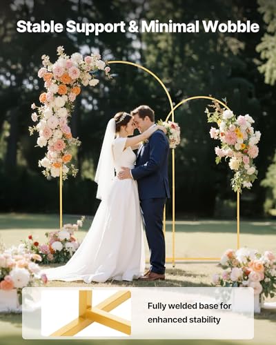 Image of VEVOR Arch Backdrop Stand, Set of 2, 7.2 ft and 6 ft, Stable Structure, Easy Assembly, Gold Metal Arch Backdrop Stand for Wedding, Birthday Party, Graduation, Celebration, and Ceremony Decoration
